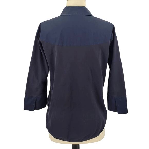 COS Color Block Button Front Top Navy & Black - Picture 4 of 5